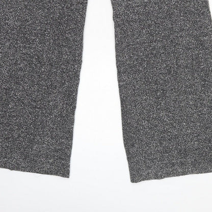 New Look Women Grey Marl Wide-Leg Knit Trousers UK 14 Workwear