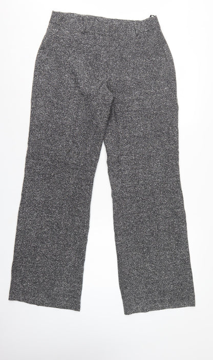 New Look Women Grey Marl Wide-Leg Knit Trousers UK 14 Workwear