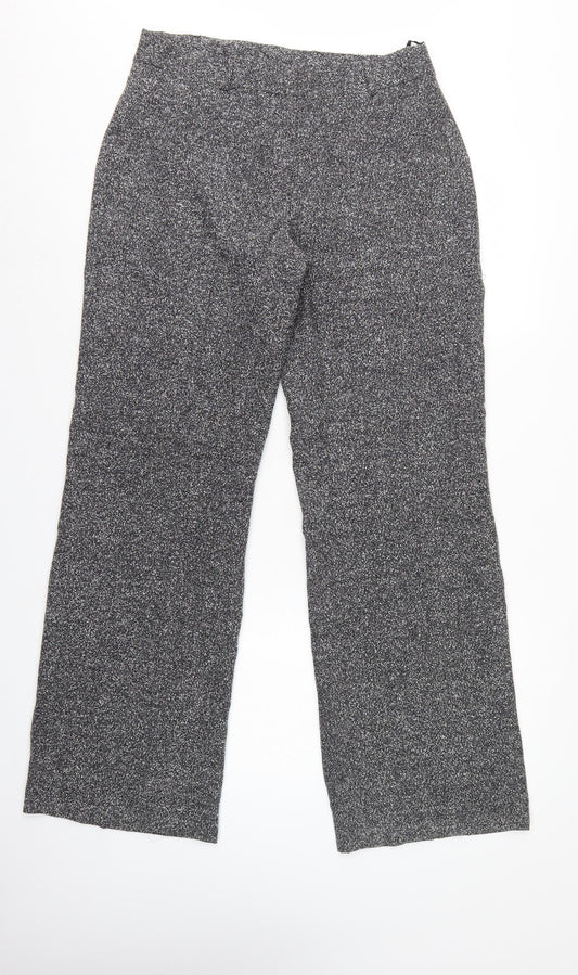 New Look Women Grey Marl Wide-Leg Knit Trousers UK 14 Workwear
