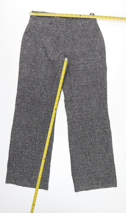 New Look Women Grey Marl Wide-Leg Knit Trousers UK 14 Workwear
