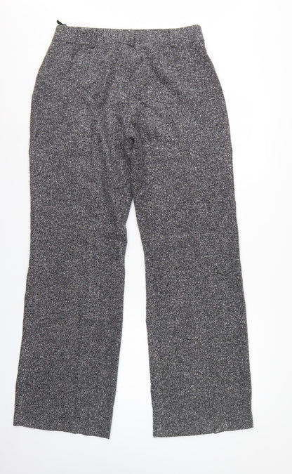 New Look Women Grey Marl Wide-Leg Knit Trousers UK 14 Workwear