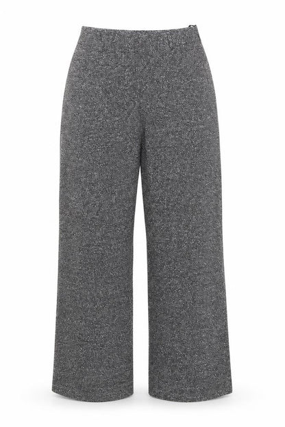 New Look Women Grey Marl Wide-Leg Knit Trousers UK 14 Workwear