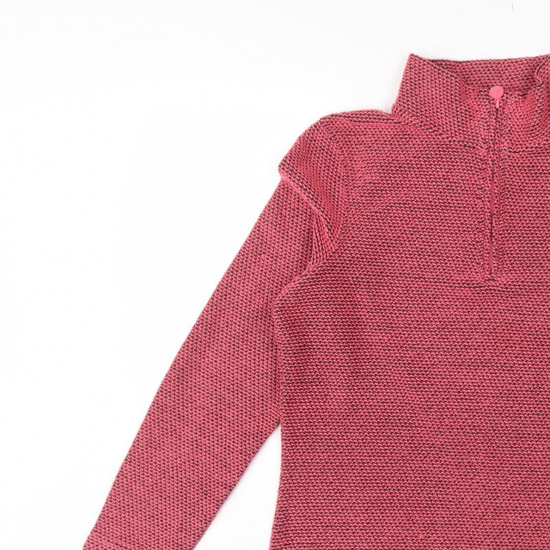 Weird Fish Women’s Pink Grey Knit 1/4 Zip Pullover Sweatshirt UK 10