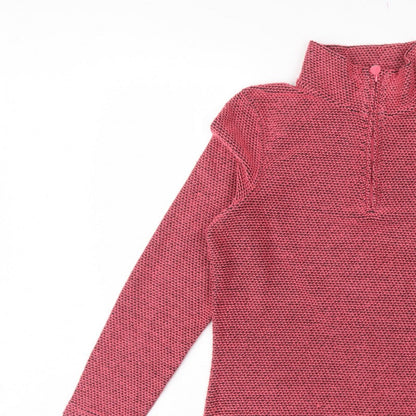 Weird Fish Women’s Pink Grey Knit 1/4 Zip Pullover Sweatshirt UK 10