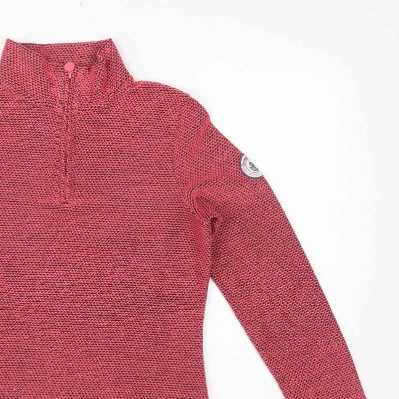 Weird Fish Women’s Pink Grey Knit 1/4 Zip Pullover Sweatshirt UK 10
