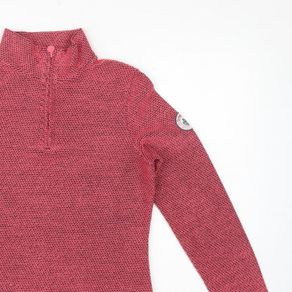 Weird Fish Women’s Pink Grey Knit 1/4 Zip Pullover Sweatshirt UK 10