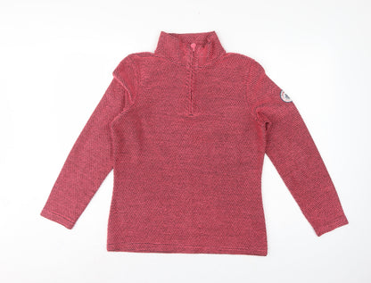 Weird Fish Women’s Pink Grey Knit 1/4 Zip Pullover Sweatshirt UK 10