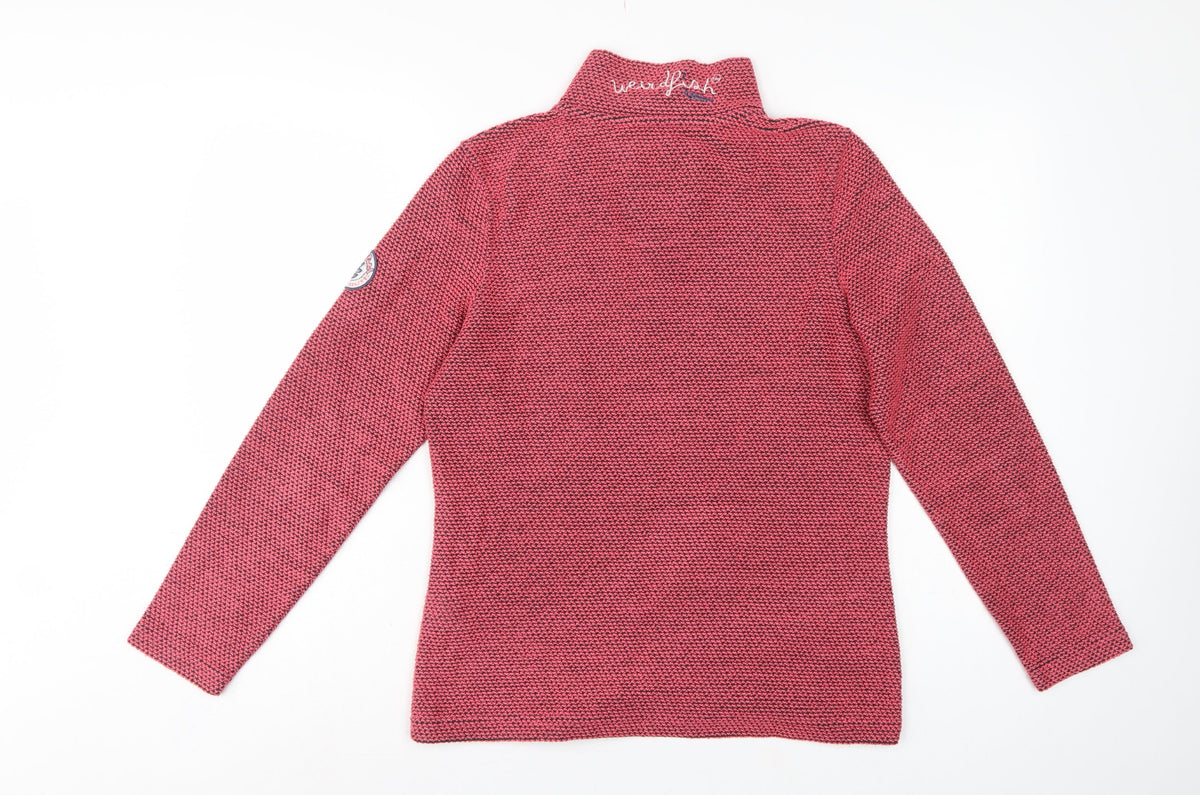 Weird Fish Women’s Pink Grey Knit 1/4 Zip Pullover Sweatshirt UK 10