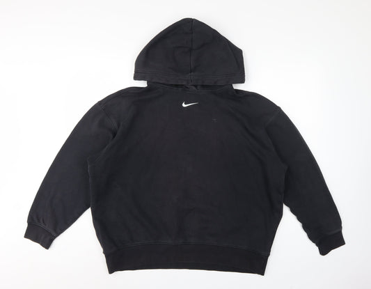 Back view of Nike unisex adults black m pullover hoodie swoosh logo fleece pockets
