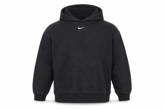 Front view of Nike unisex adults black m pullover hoodie swoosh logo fleece pockets