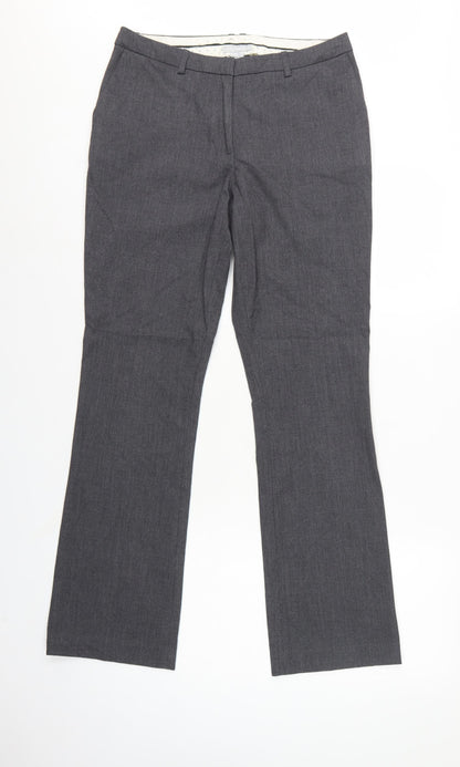 H&M Women Grey UK 10 Straight Leg Dress Trousers Workwear