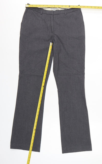 H&M Women Grey UK 10 Straight Leg Dress Trousers Workwear