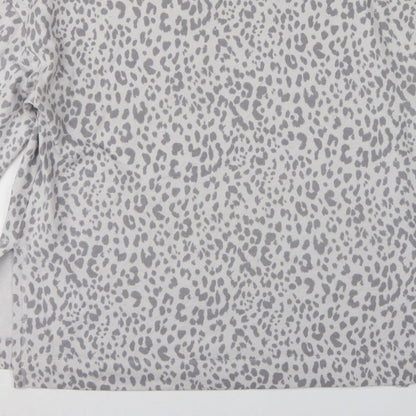 GAP Women Grey Leopard Print XL Pullover Crew Neck Sweatshirt