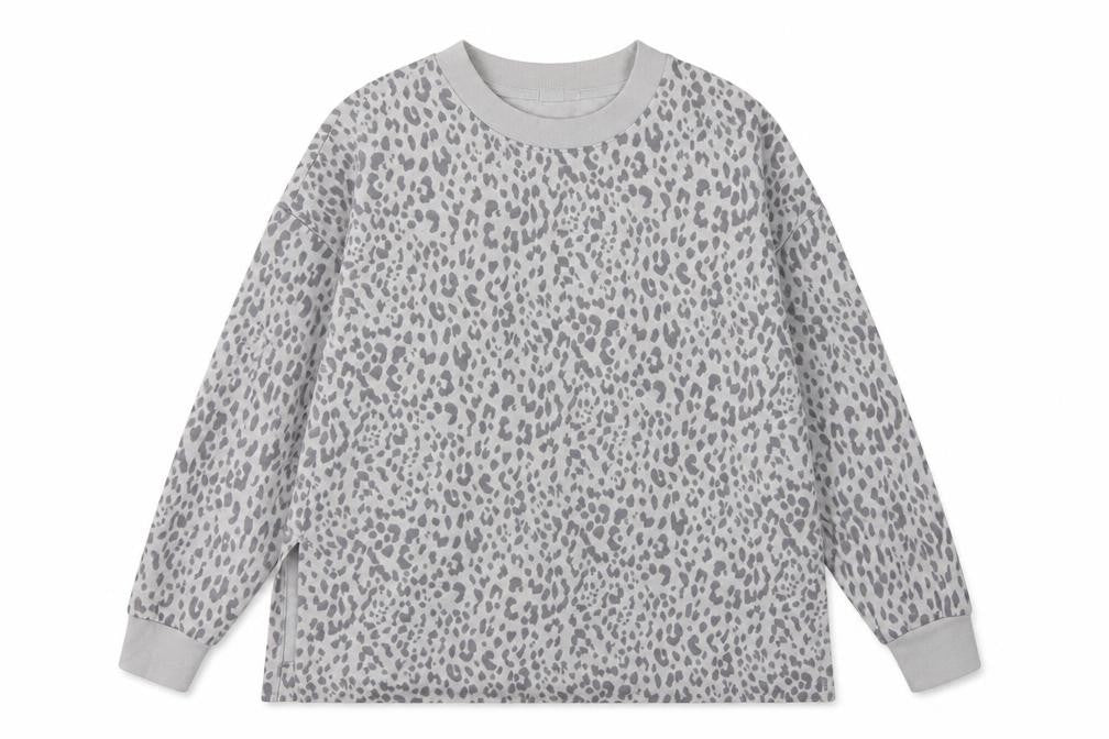 GAP Women Grey Leopard Print XL Pullover Crew Neck Sweatshirt