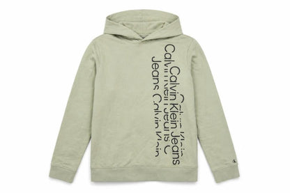 Calvin Klein Jeans Boys Green 16 Years Pullover Logo Hoodie Cotton
