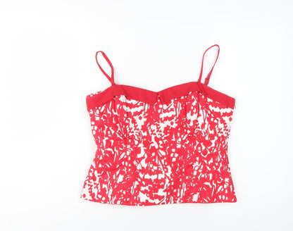 Coast Women Red White Cotton Geometric Camisole Tank Top UK 10