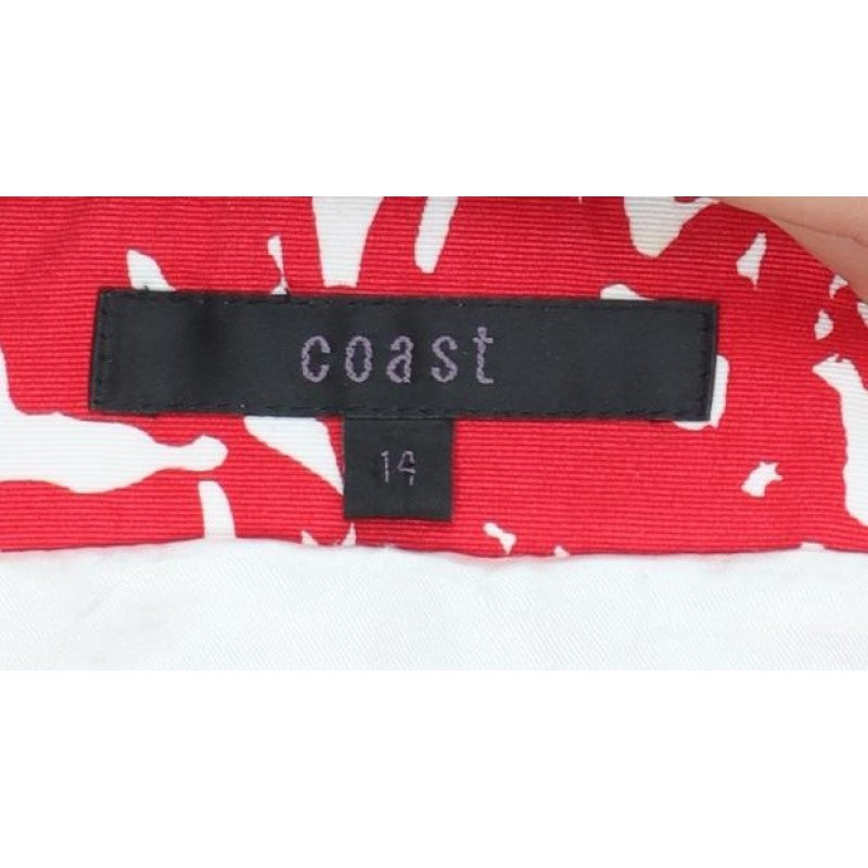 Coast Women Red White Cotton Geometric Camisole Tank Top UK 10