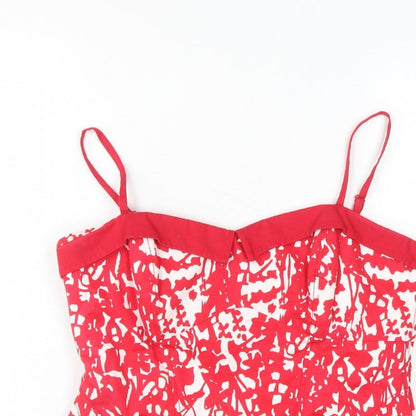 Coast Women Red White Cotton Geometric Camisole Tank Top UK 10