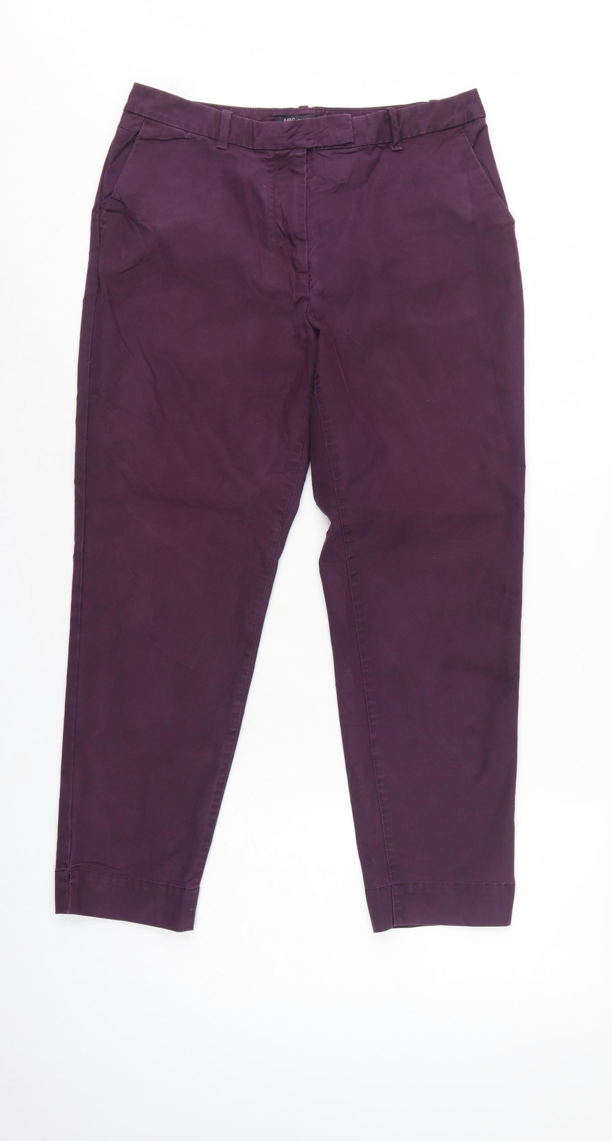 Marks and Spencer Women’s Purple UK 10 Short Tapered Chino Trousers