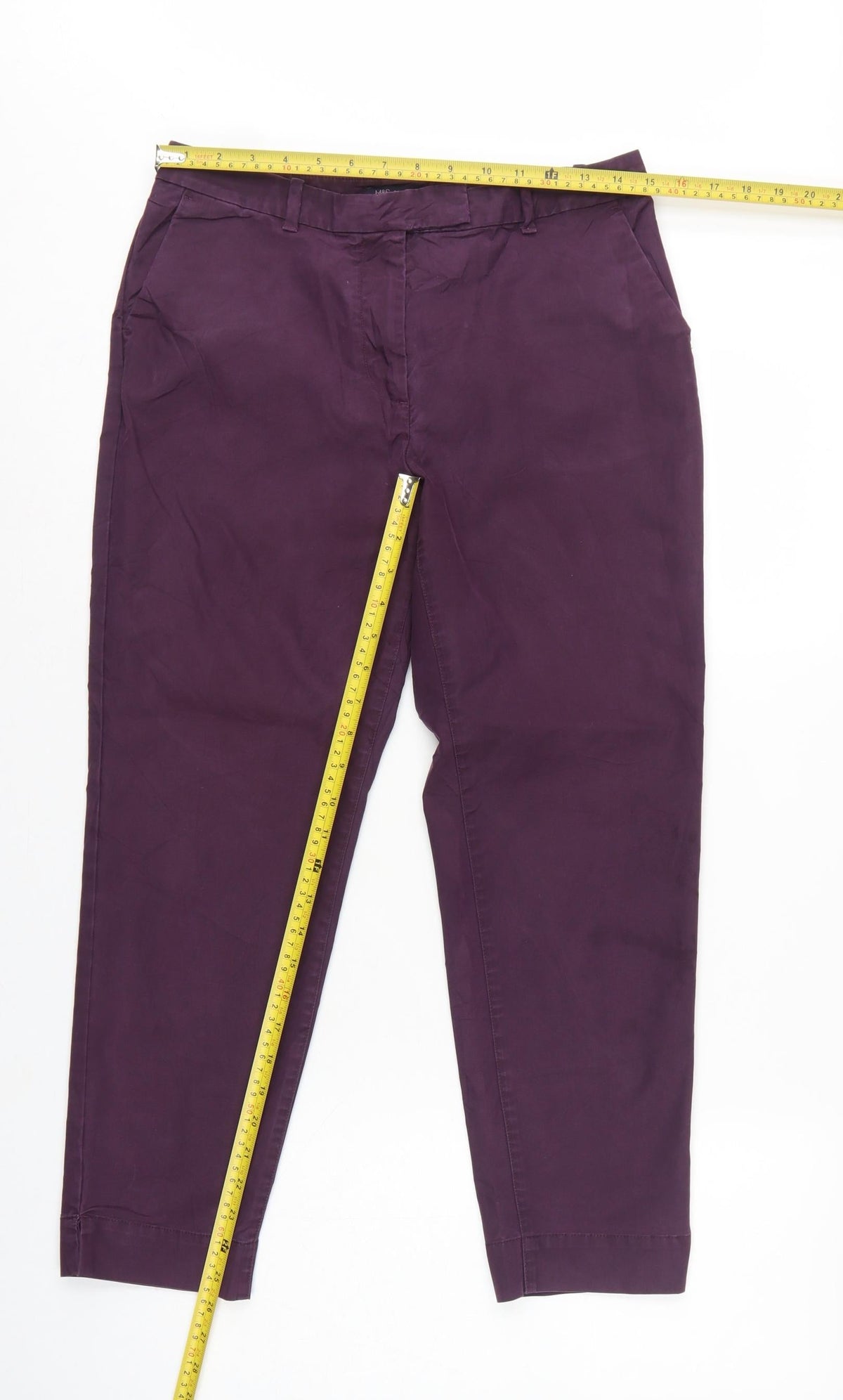 Marks and Spencer Women’s Purple UK 10 Short Tapered Chino Trousers