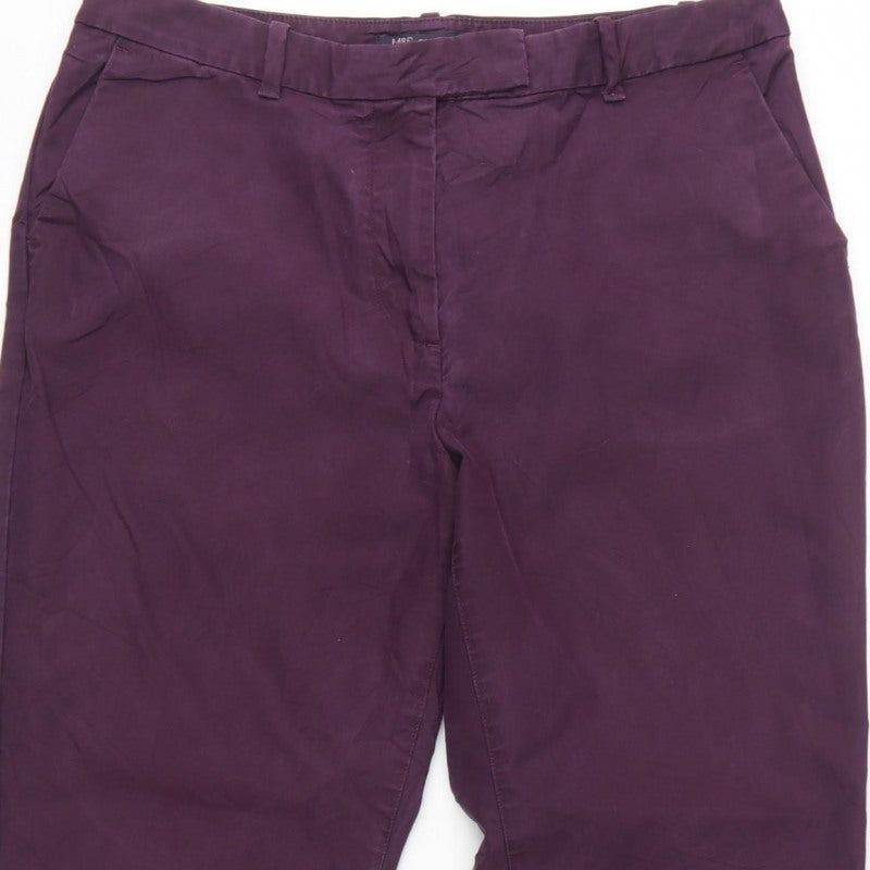 Marks and Spencer Women’s Purple UK 10 Short Tapered Chino Trousers