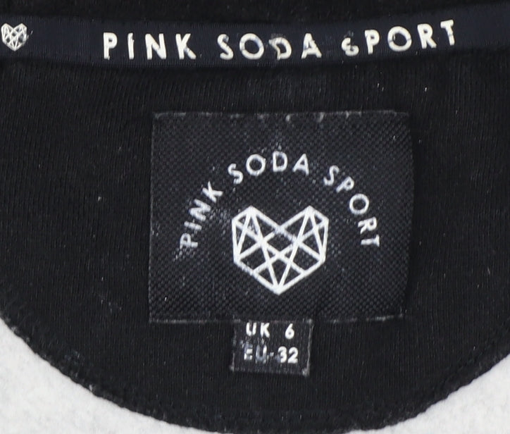 Pink Soda Sport Women's Black Grey Full Zip Hoodie UK 6 Colourblock