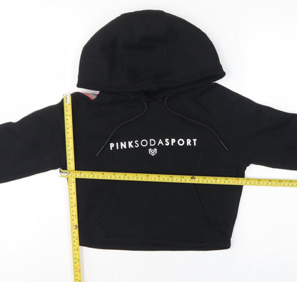 Pink Soda Sport Women’s Black UK 6 Cropped Logo Pullover Hoodie