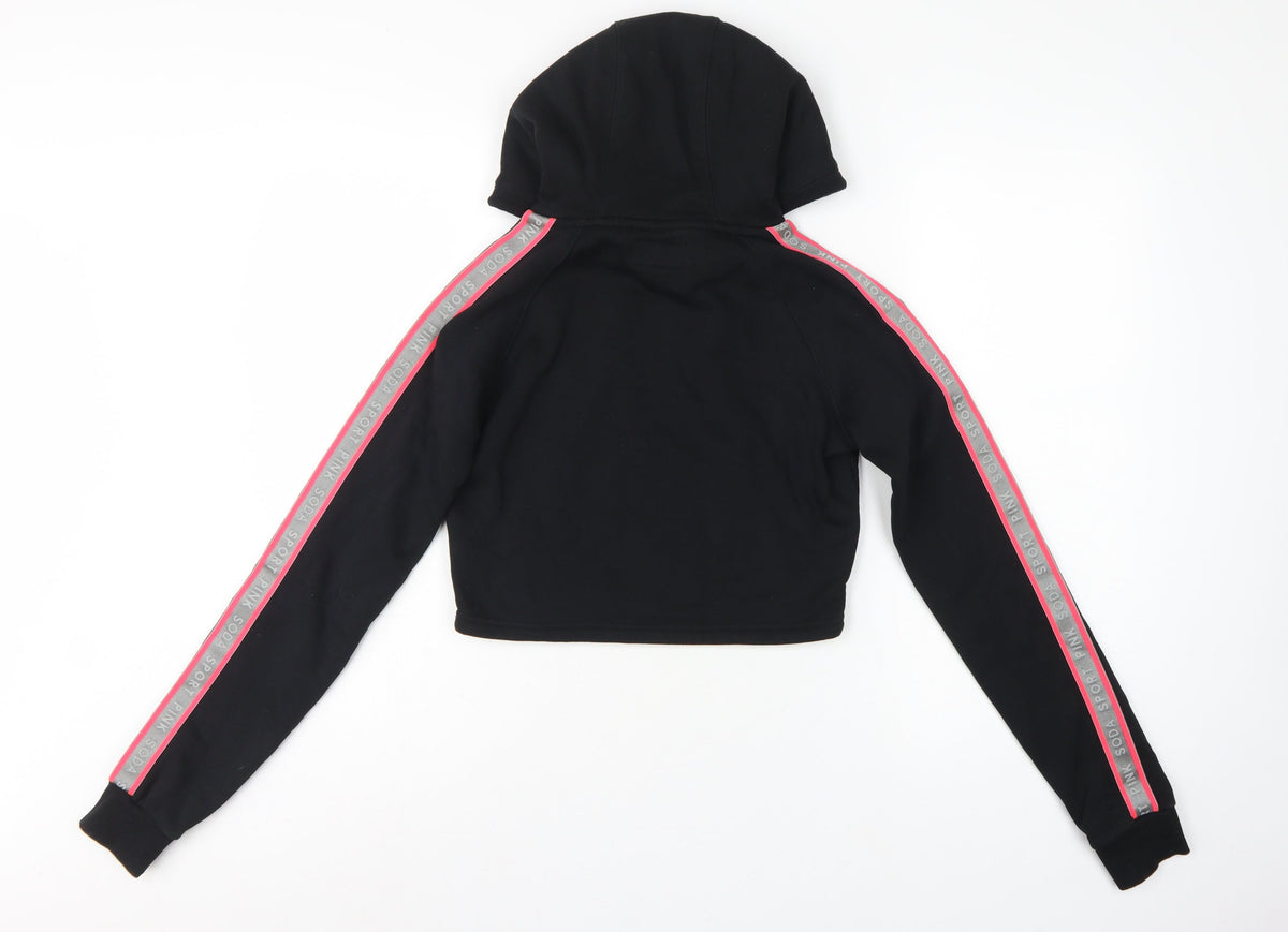 Pink Soda Sport Women’s Black UK 6 Cropped Logo Pullover Hoodie