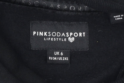 Pink Soda Sport Women’s Black UK 6 Cropped Logo Pullover Hoodie