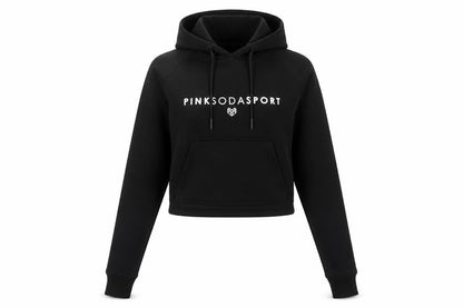 Pink Soda Sport Women’s Black UK 6 Cropped Logo Pullover Hoodie