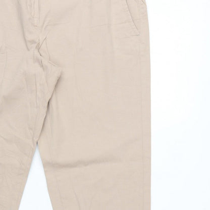 Marks and Spencer Women Beige UK 12 Cotton Stretch Tapered Chino Trousers