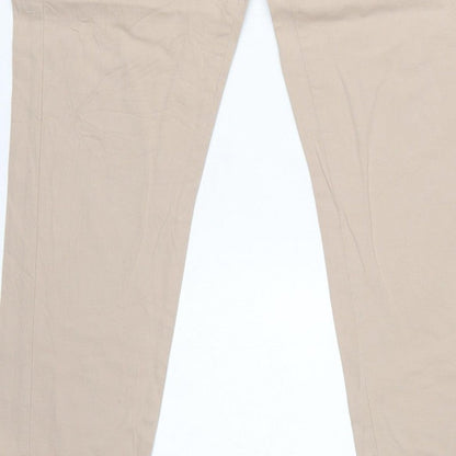 Marks and Spencer Women Beige UK 12 Cotton Stretch Tapered Chino Trousers