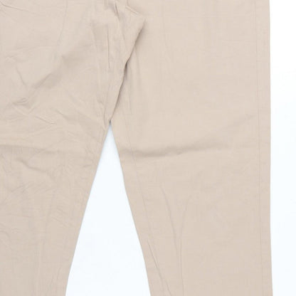 Marks and Spencer Women Beige UK 12 Cotton Stretch Tapered Chino Trousers