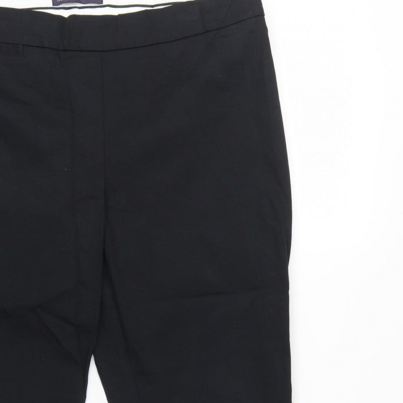 Marks and Spencer Women’s Black UK 14 Short Tapered Cotton Dress Trousers