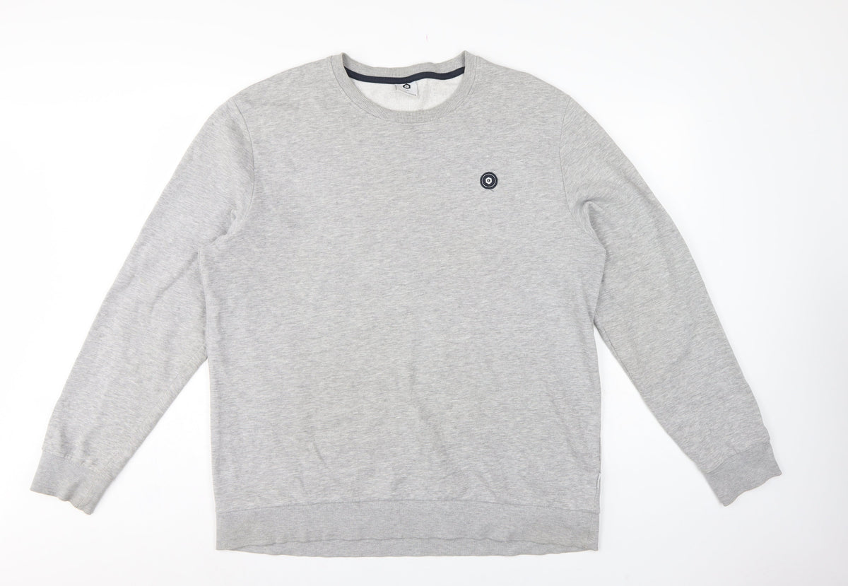 Jack & Jones Men’s Grey 2XL Crew Neck Logo Pullover Sweatshirt