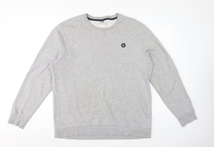 Jack & Jones Men’s Grey 2XL Crew Neck Logo Pullover Sweatshirt