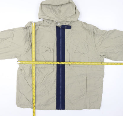Armani Jeans Men’s Beige XL Hooded Full Zip Utility Jacket