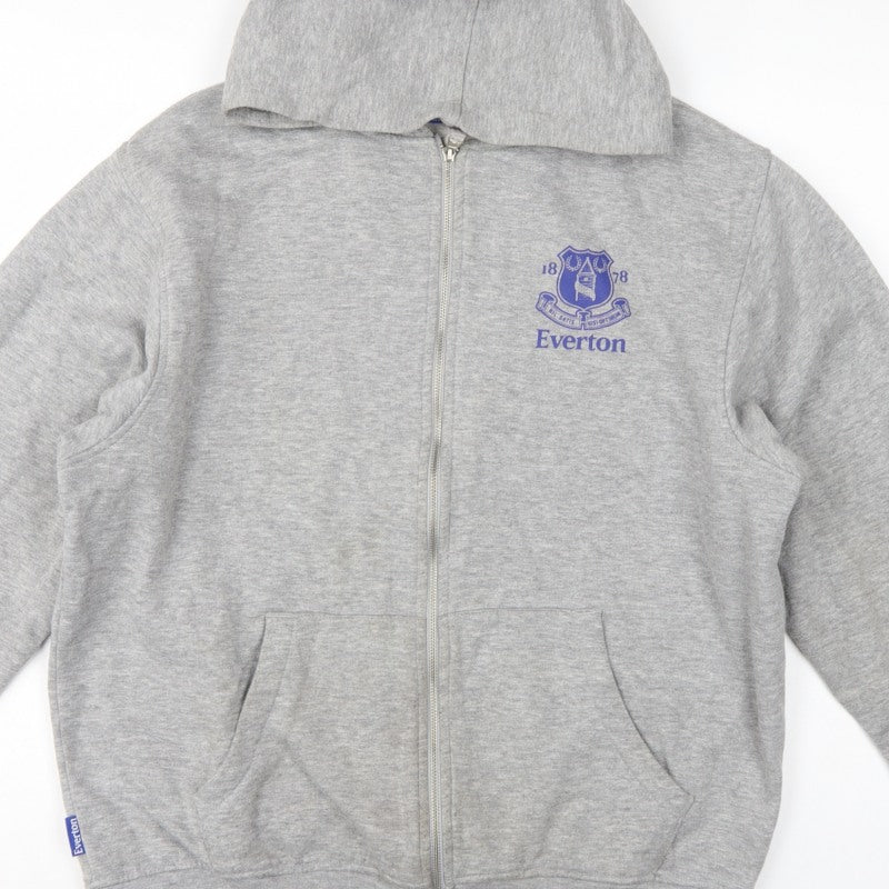 Everton Men’s Grey L Full Zip Hooded Football Fleece Hoodie