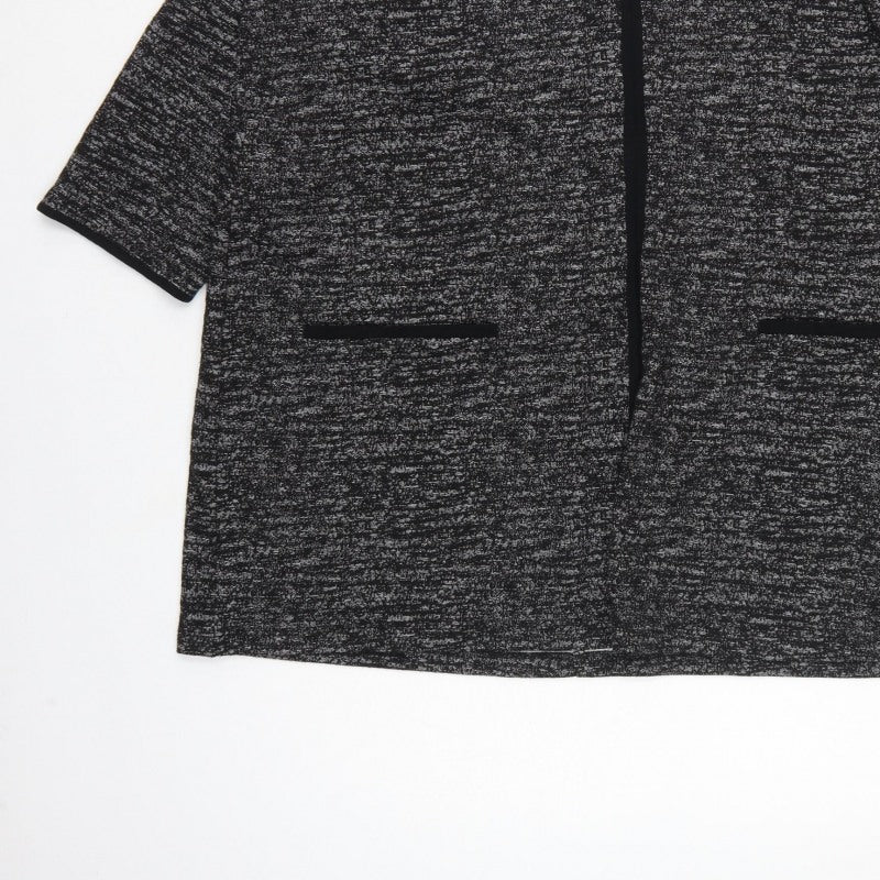 M&S Women Black Grey Knit Zip Tunic Blouse UK 24 3/4 Sleeve