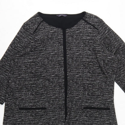 M&S Women Black Grey Knit Zip Tunic Blouse UK 24 3/4 Sleeve