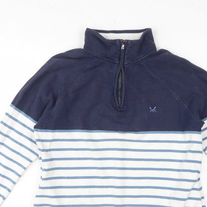 Crew Clothing Company Women’s Blue Striped 1/4 Zip Sweatshirt UK 14
