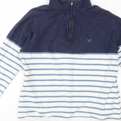 Crew Clothing Company Women’s Blue Striped 1/4 Zip Sweatshirt UK 14