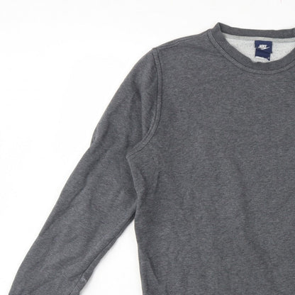 Nike Men’s Grey M Crew Neck Pullover Sweatshirt Logo Fleece