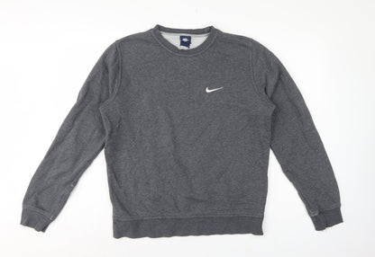 Nike Men’s Grey M Crew Neck Pullover Sweatshirt Logo Fleece