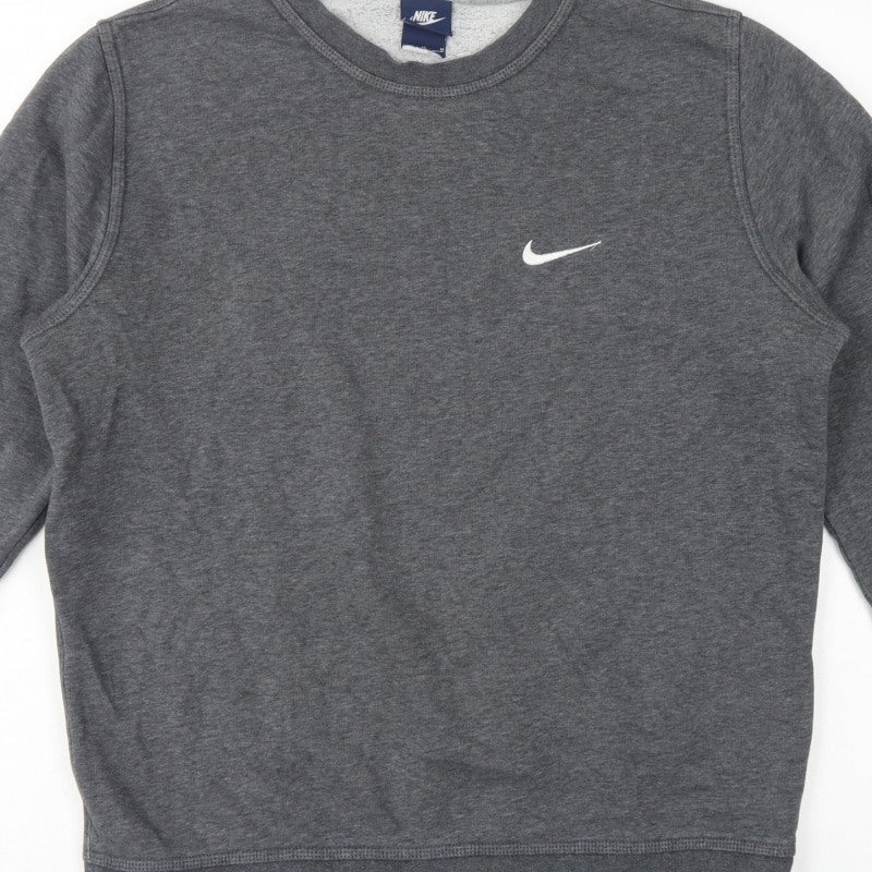 Nike Men’s Grey M Crew Neck Pullover Sweatshirt Logo Fleece