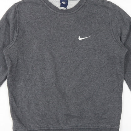 Nike Men’s Grey M Crew Neck Pullover Sweatshirt Logo Fleece