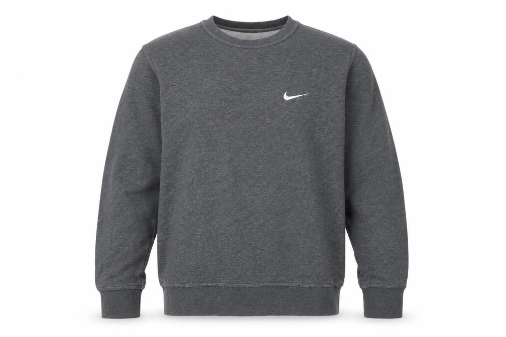 Nike Men’s Grey M Crew Neck Pullover Sweatshirt Logo Fleece