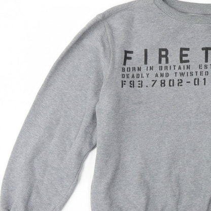Firetrap Men’s Grey L Graphic Print Crew Neck Pullover Sweatshirt