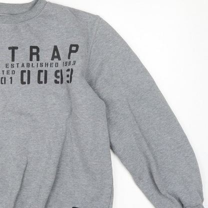 Firetrap Men’s Grey L Graphic Print Crew Neck Pullover Sweatshirt