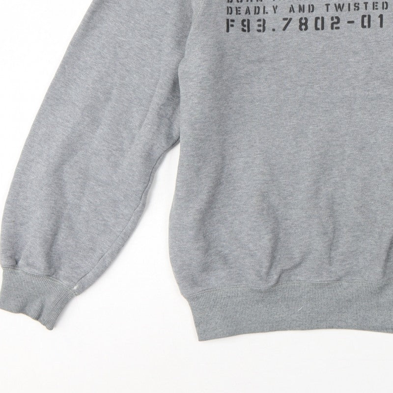 Firetrap Men’s Grey L Graphic Print Crew Neck Pullover Sweatshirt